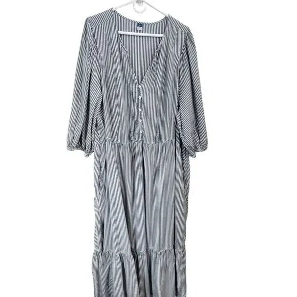 Old Navy Womens Size 4X Striped All Day Maxi Swing Boho Cottagecore Dress Plus - Picture 6 of 12